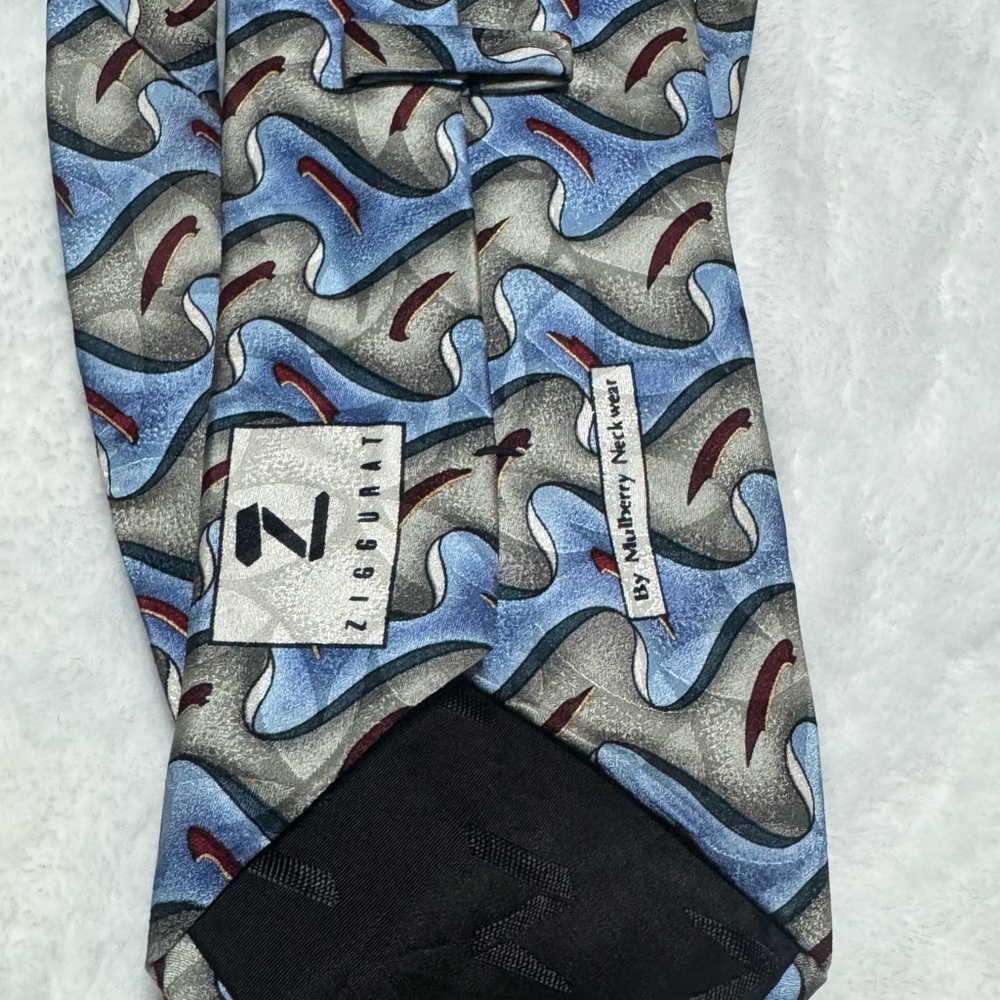 Ziggurat by Mulberry Neckwear Blue and Gray Tie